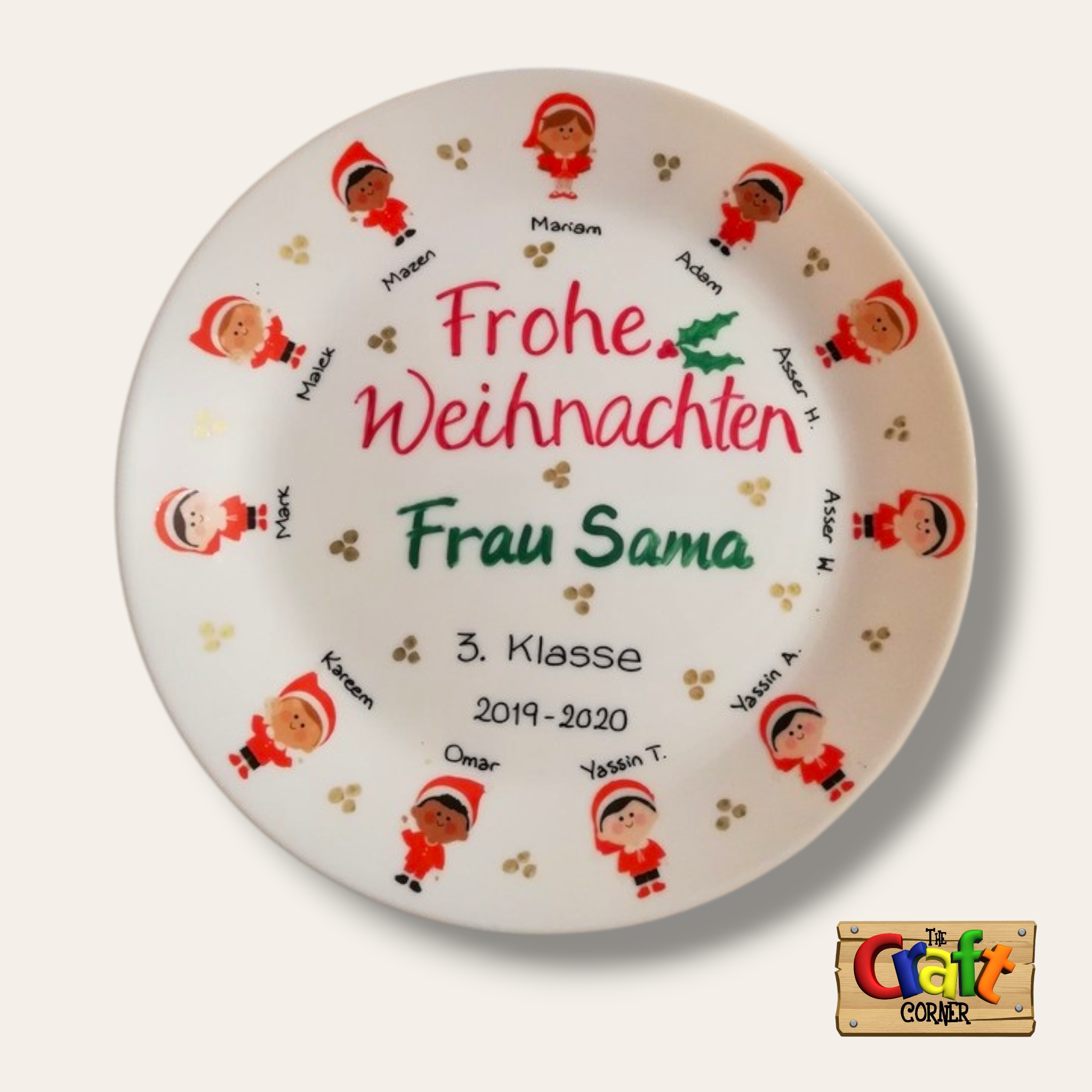 Plate: Sticker faces Class plates (Christmas German)