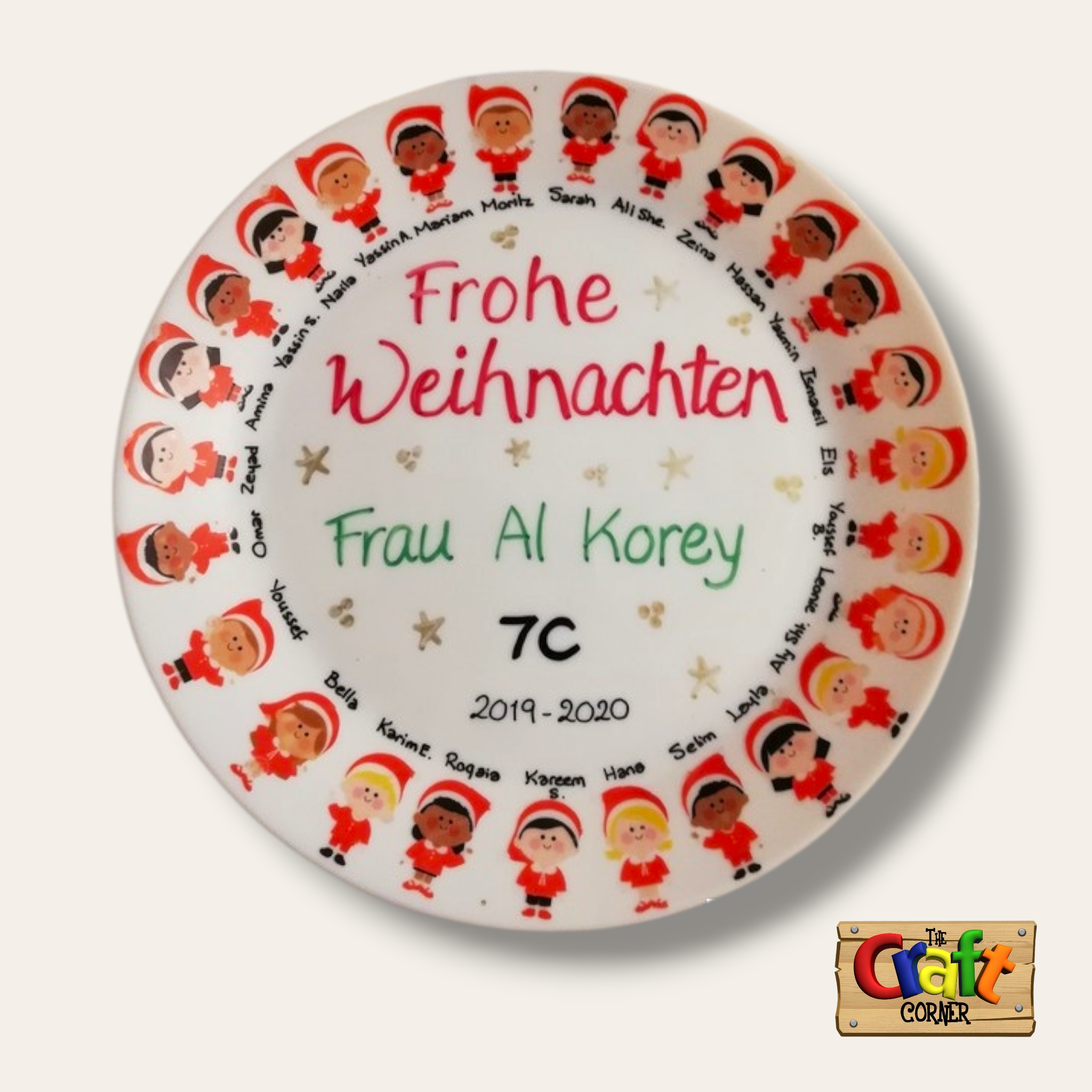 Plate: Sticker faces Class plates (Christmas German)
