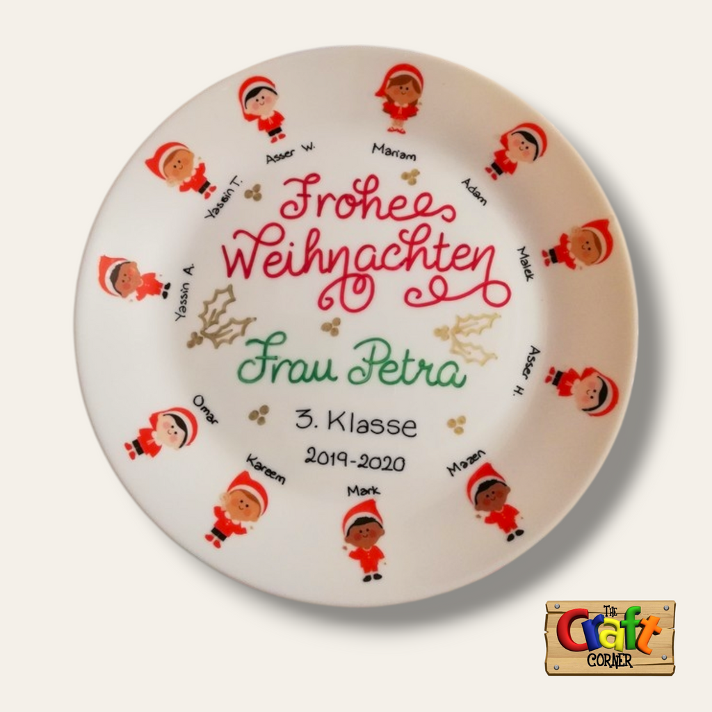 Plate: Sticker faces Class plates (Christmas German)