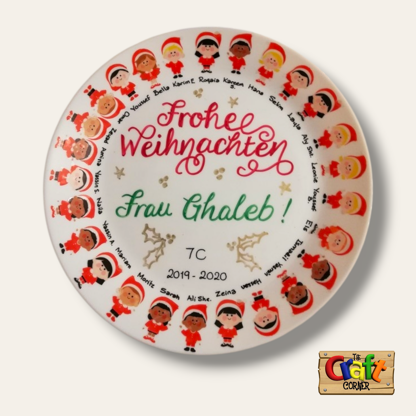 Plate: Sticker faces Class plates (Christmas German)