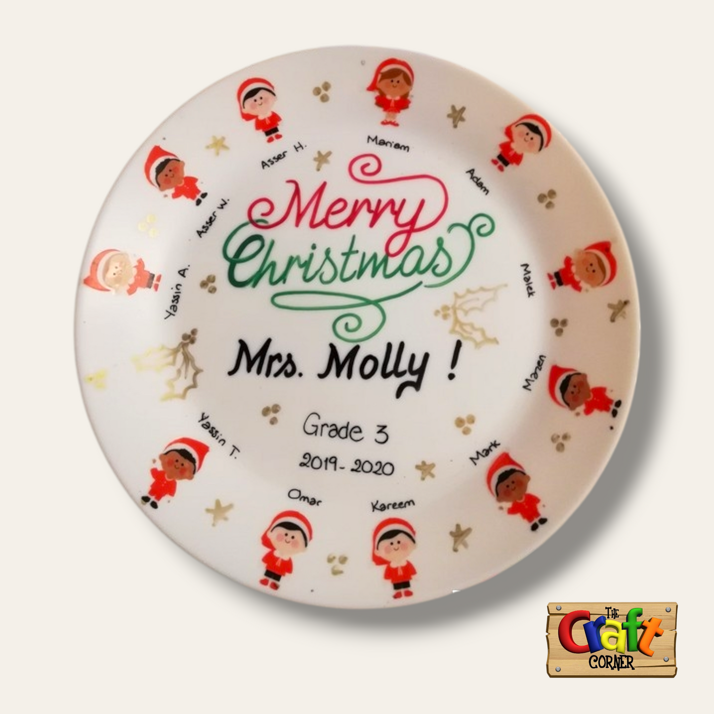 Plate: Sticker faces Class plates (Christmas English)