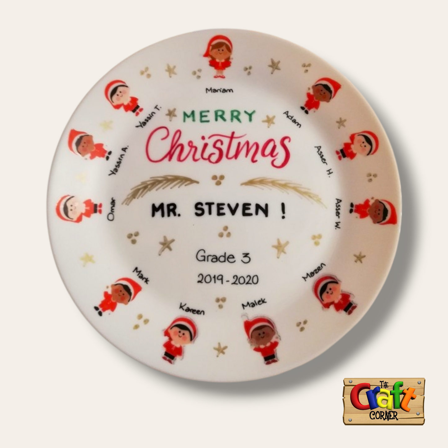 Plate: Sticker faces Class plates (Christmas English)