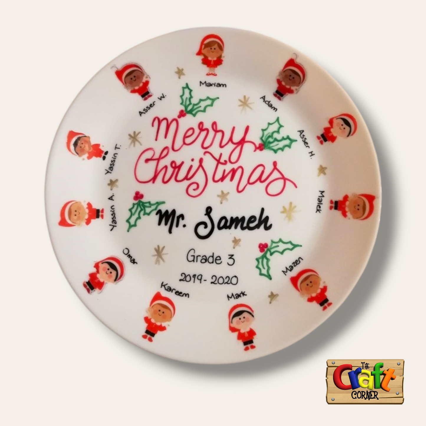 Plate: Sticker faces Class plates (Christmas English)