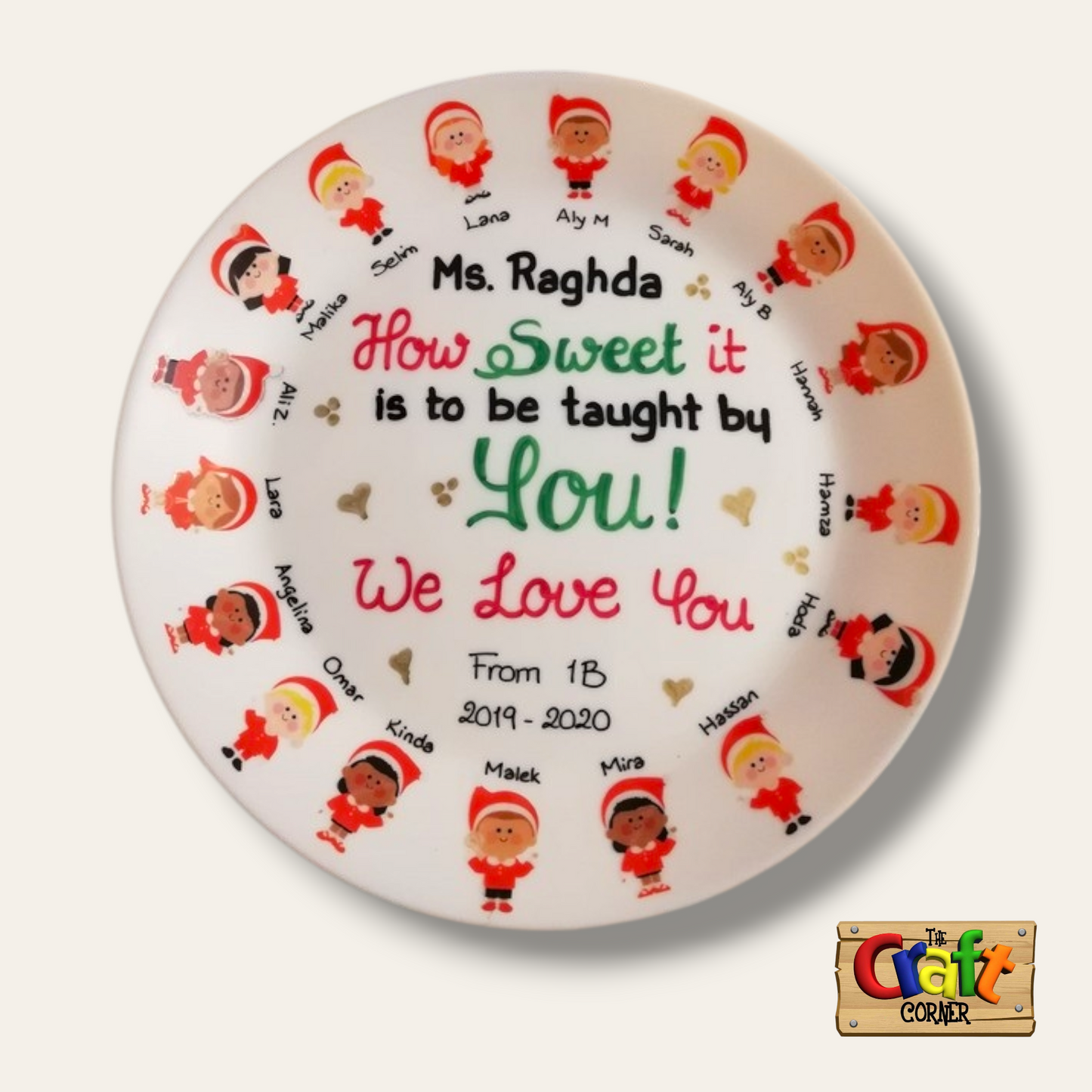 Plate: Sticker faces Class plates (Christmas English)