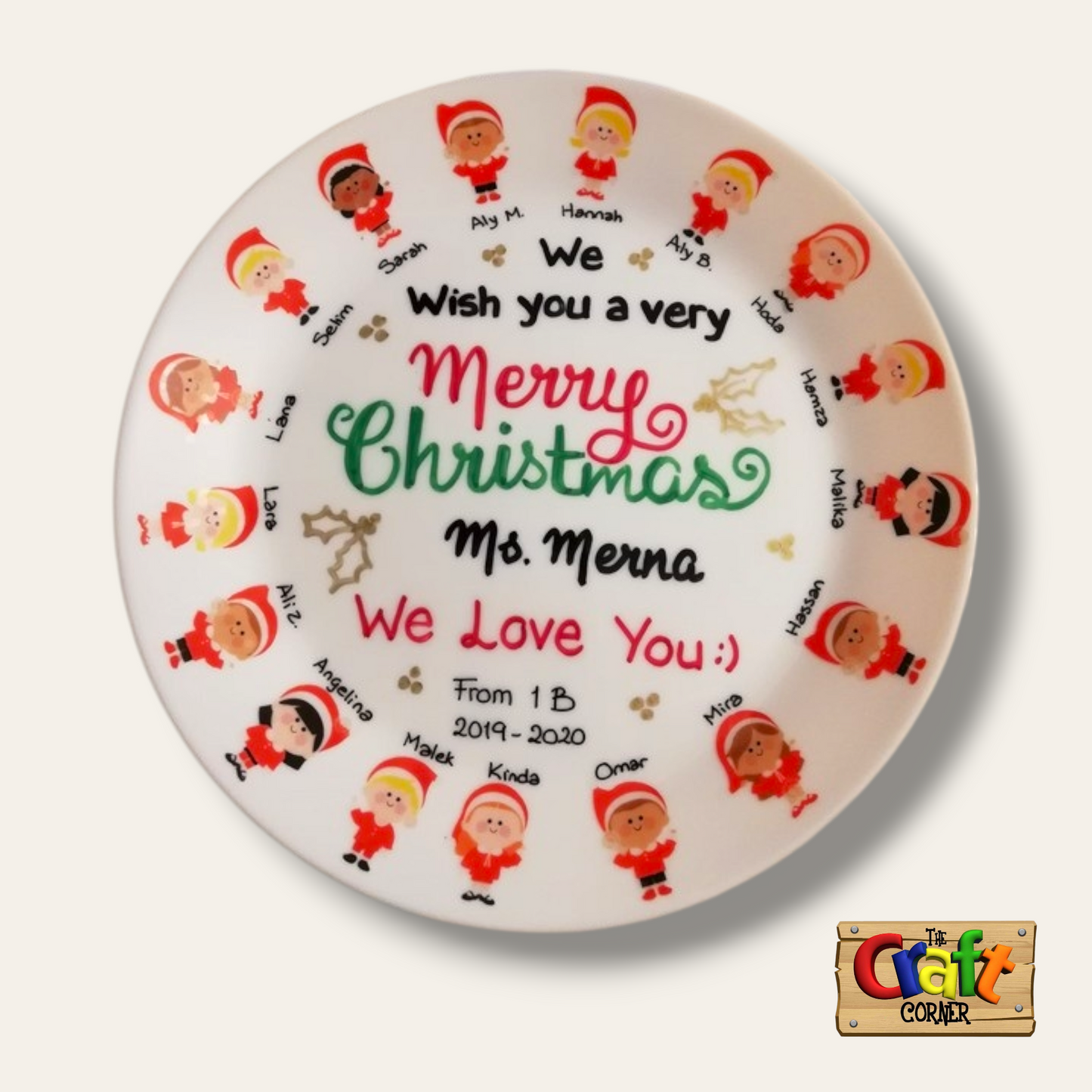 Plate: Sticker faces Class plates (Christmas English)