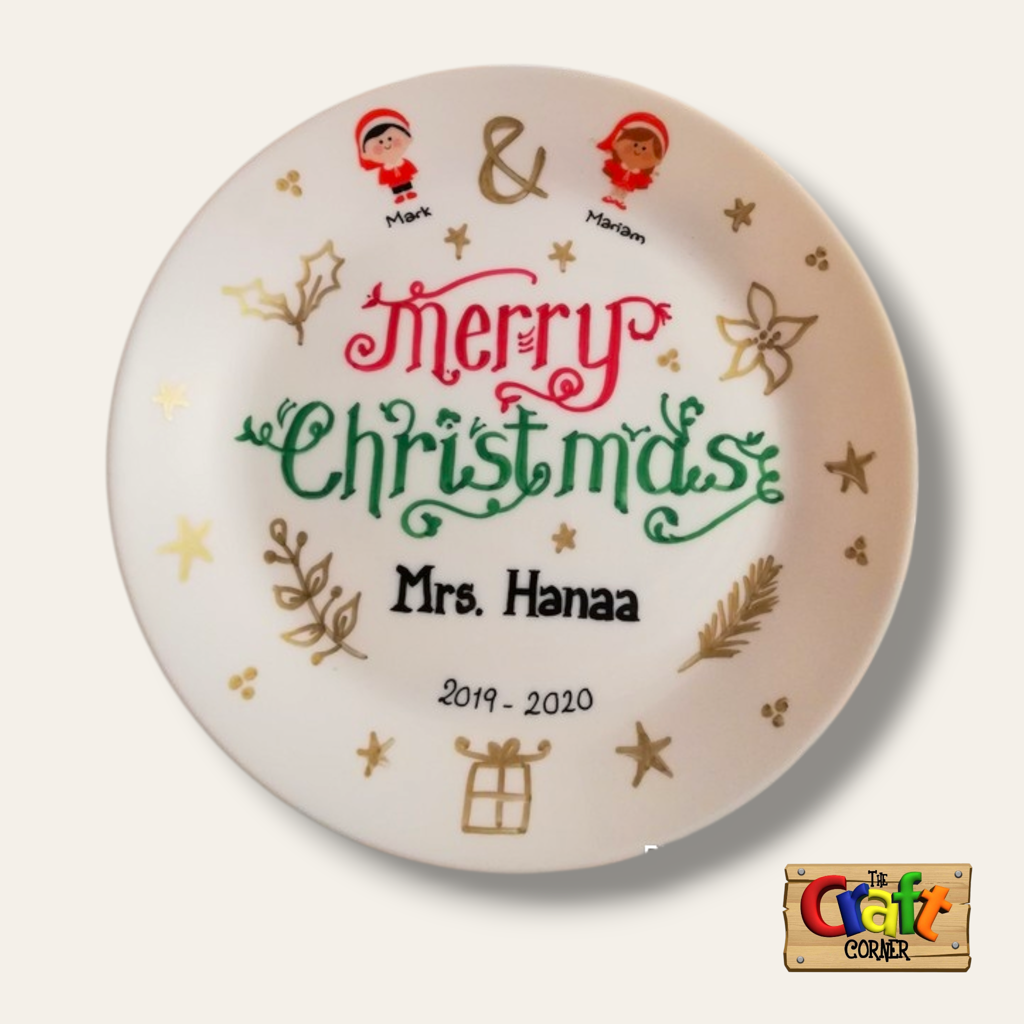 Plate: Sticker faces Class plates (Christmas English)