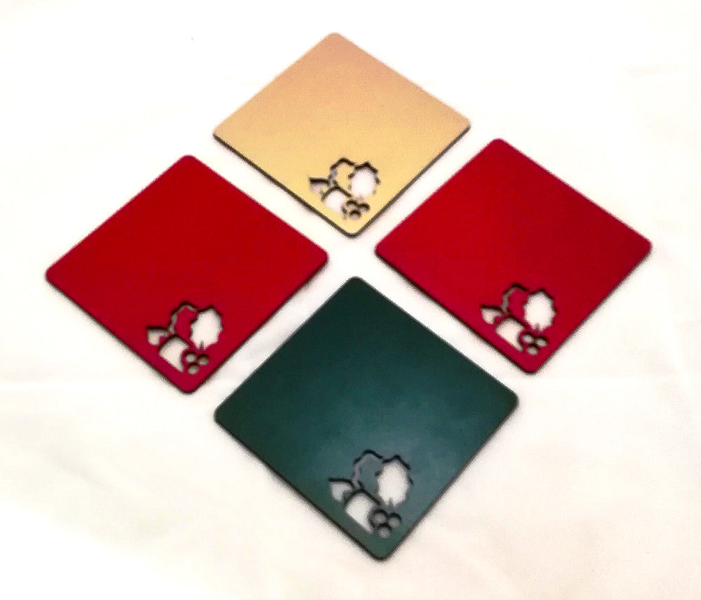 Coaster: Wooden Christmas coaster set