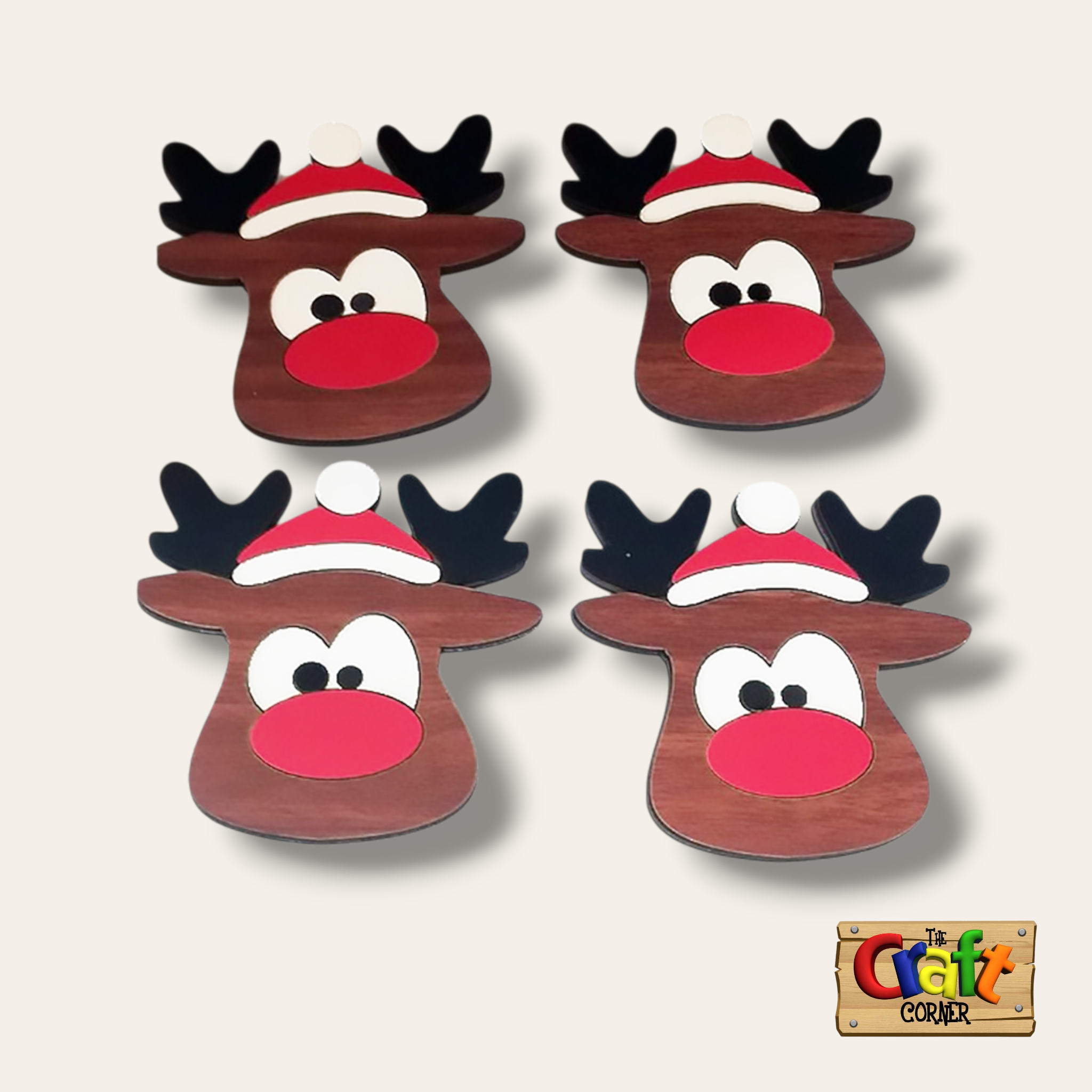 Coaster: Wooden Layered Reindeer coaster set