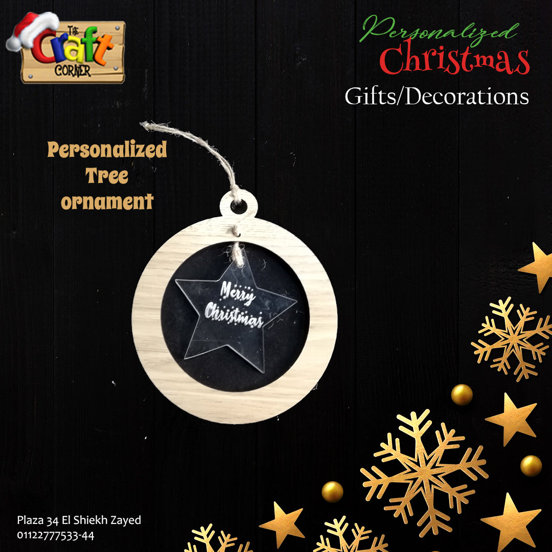 Personalized Wooden and Acrylic ornament (star)