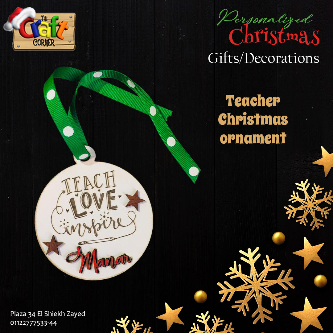 Ornament: Wooden personalized teacher ornament
