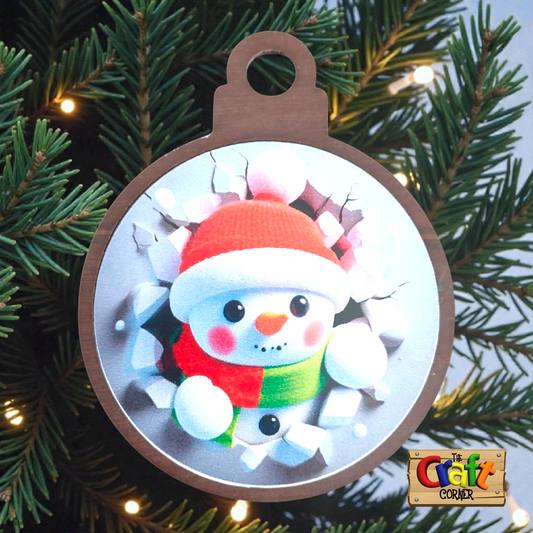 Ornament: Peek-a-boo double sided (Snowman)