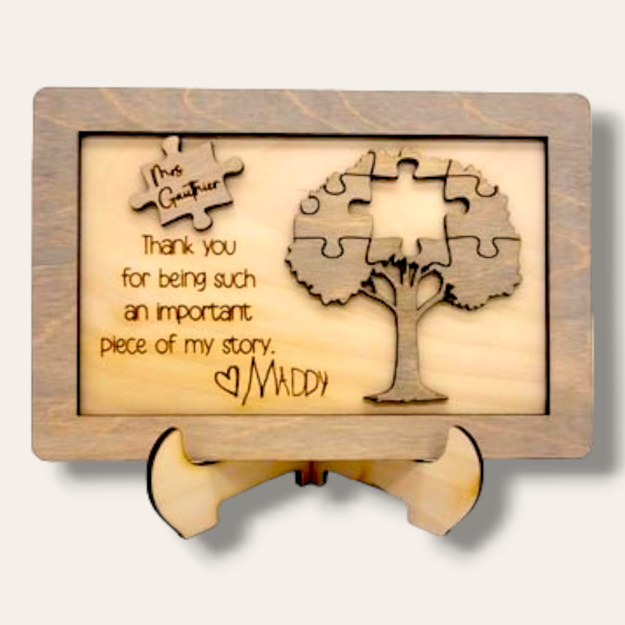Wooden stand with tree puzzle