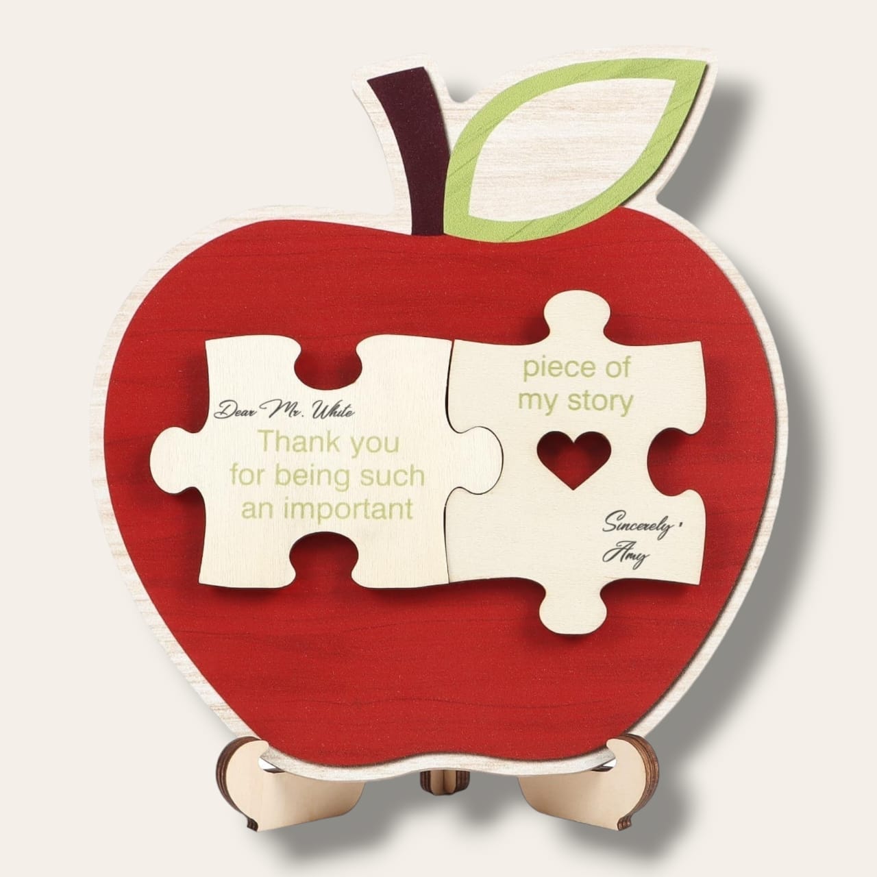 Wooden red apple stand for teacher