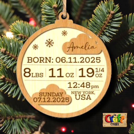 Ornament: Personalized wooden baby keepsake ornament
