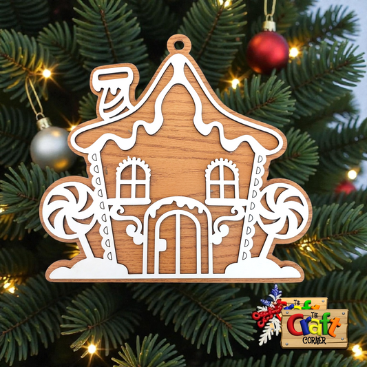 Ornament: Personalized layered gingerbread house ornament 3