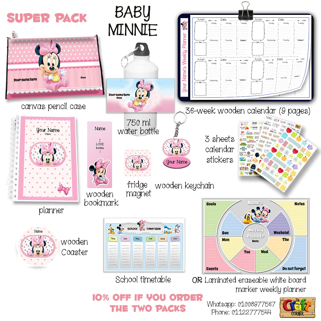 ""Baby Minnie" School labels packs