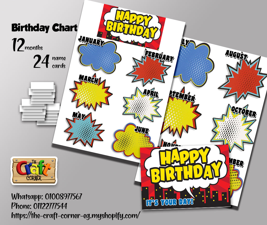 Super Heroes Birthday Chart Set (1)