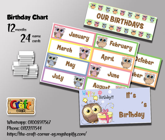 Owls Birthday Chart Set
