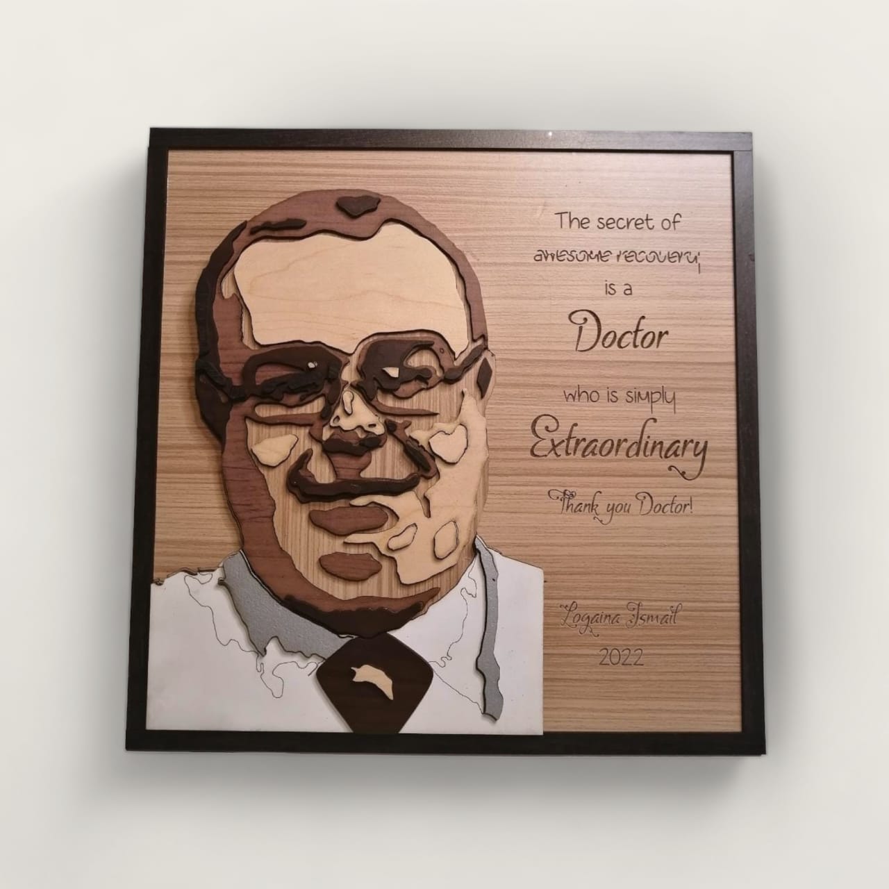 Teacher face layered wooden art 3