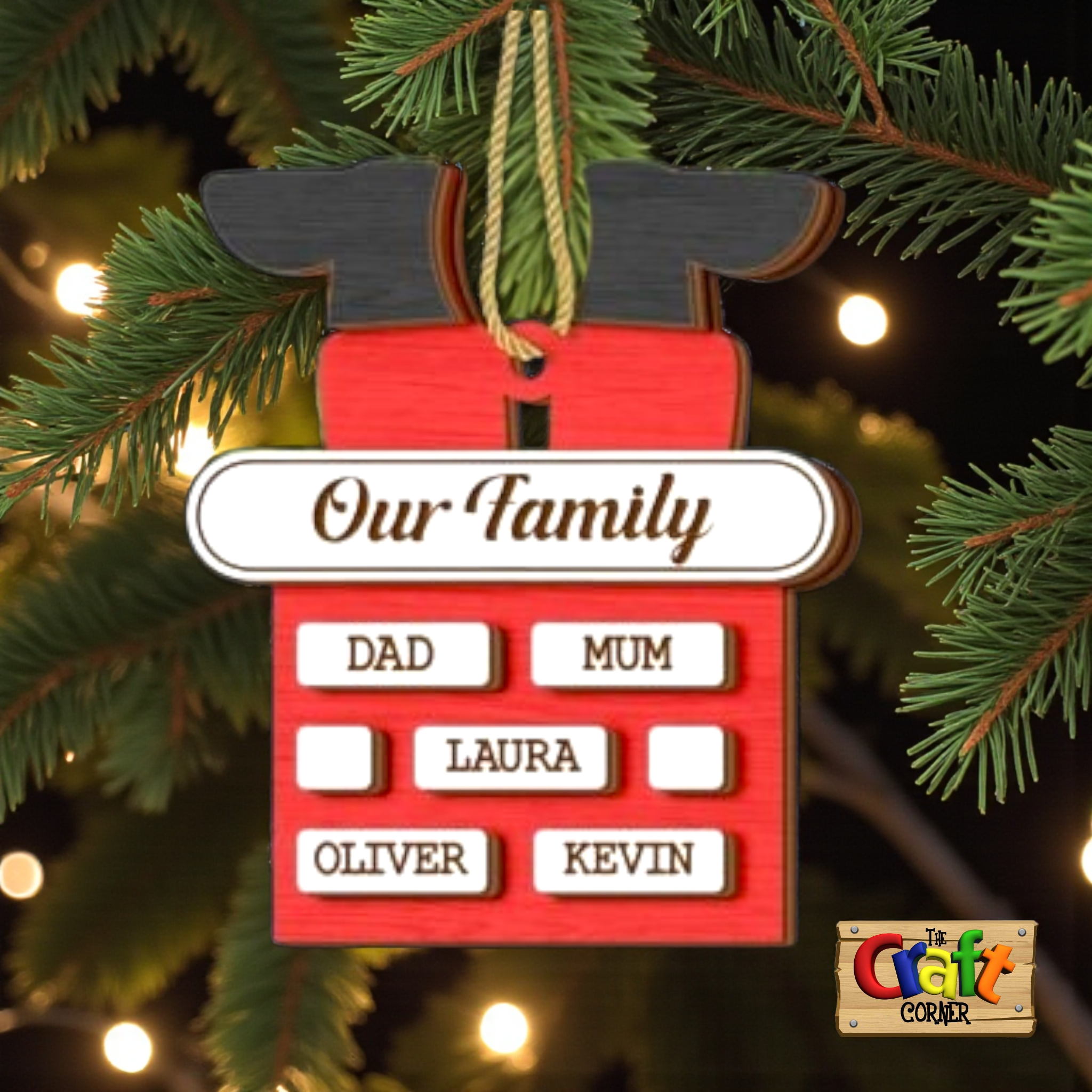 Ornament : Family personalized Santa in chimney ornament