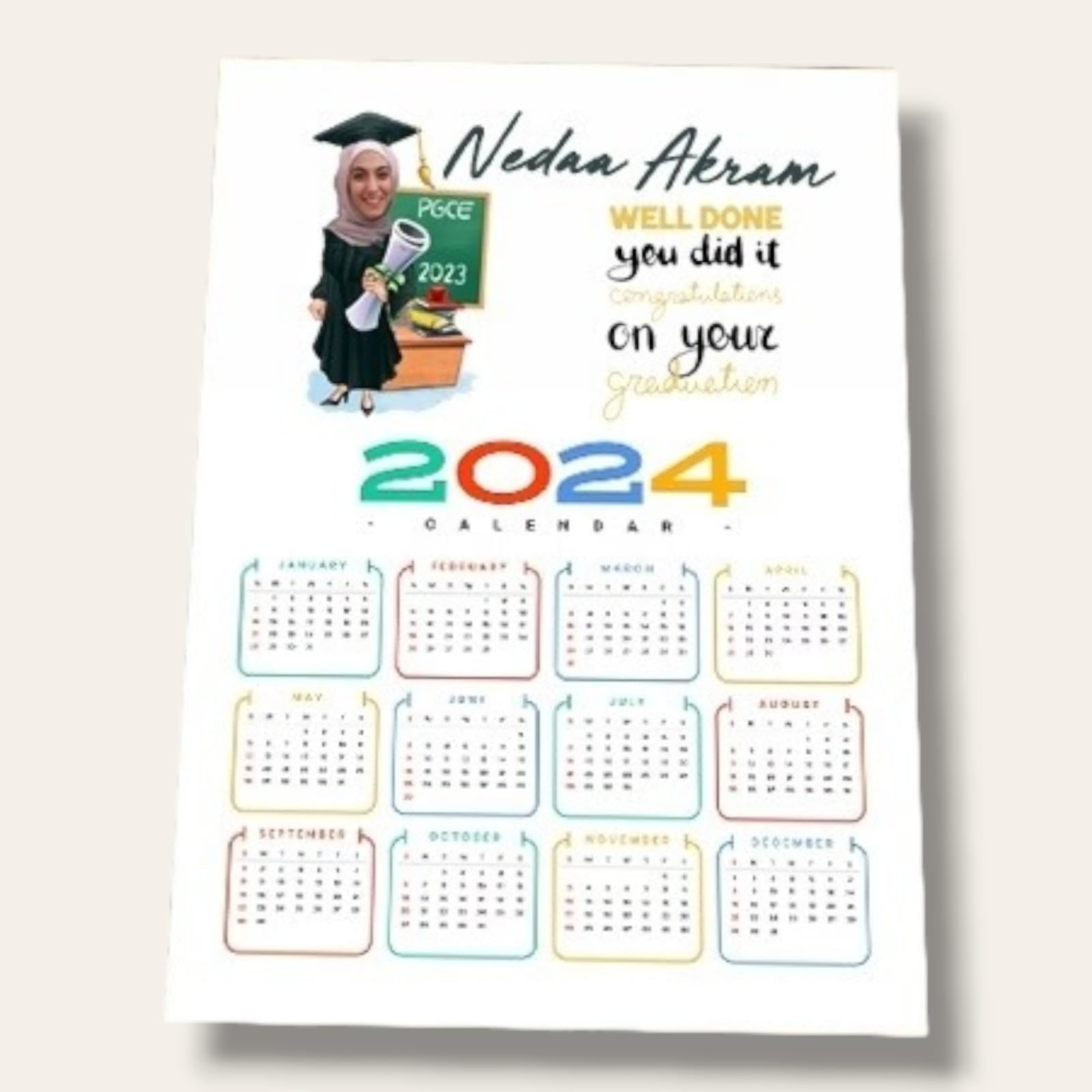 Caricature cardboard calendar