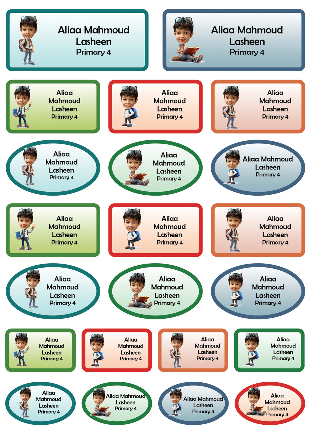 ""Caricature Personalized (Boys) Labels"