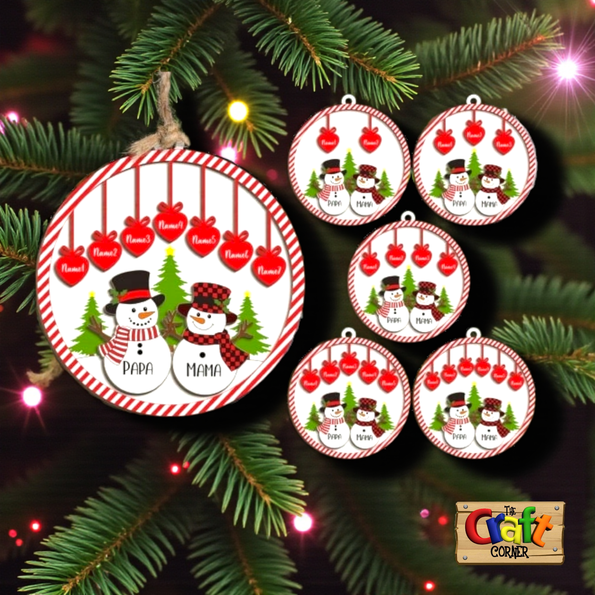 Ornament : Family personalized Snowmen ornament