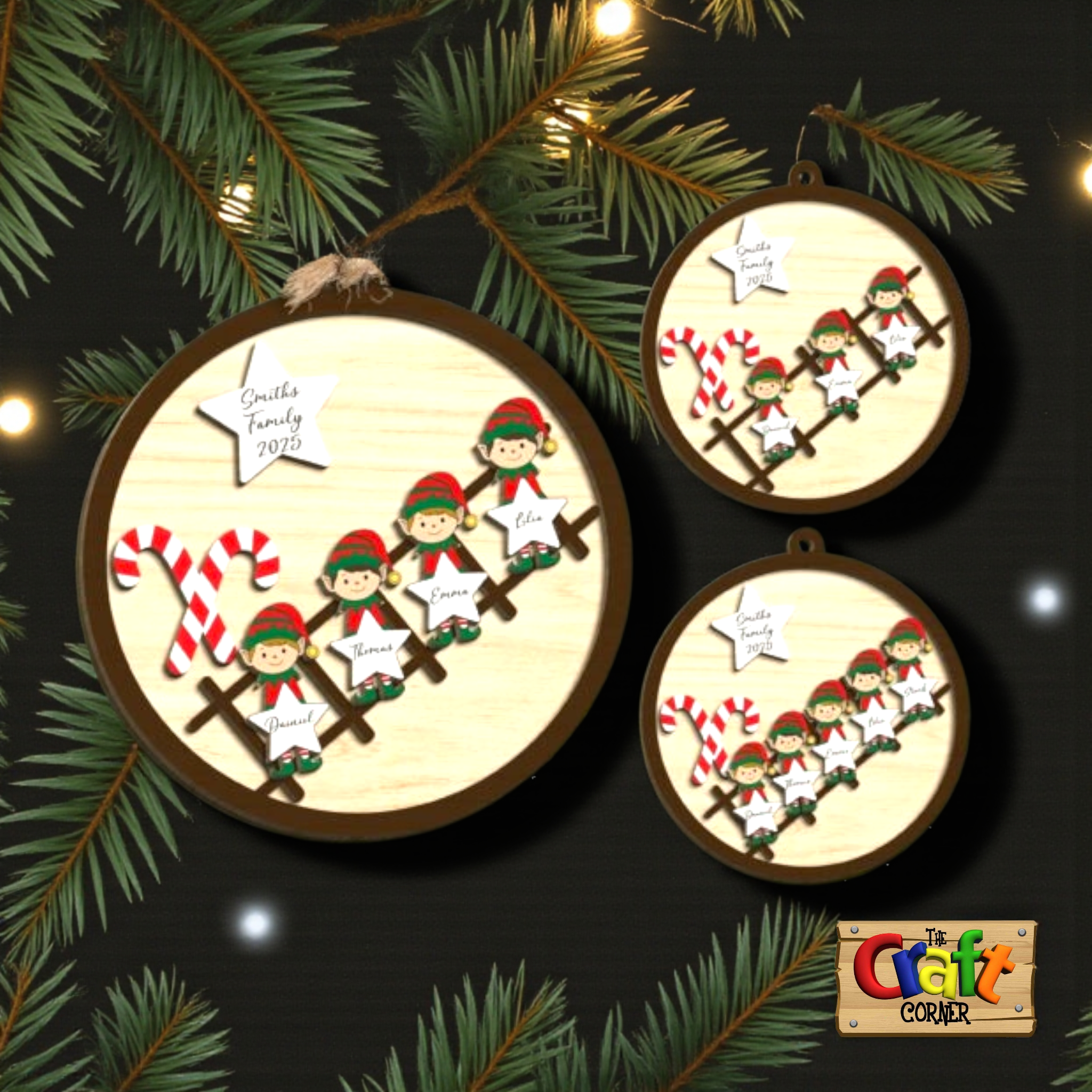 Ornament : Family personalized Elves ornament