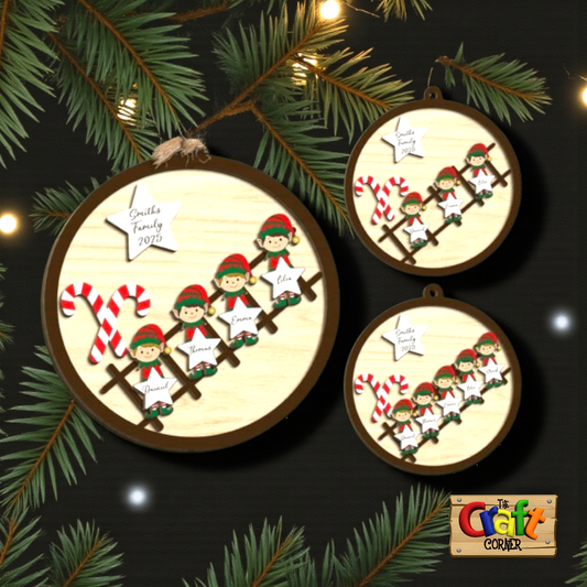 Ornament/Wall decor: Family personalized Elves ornament