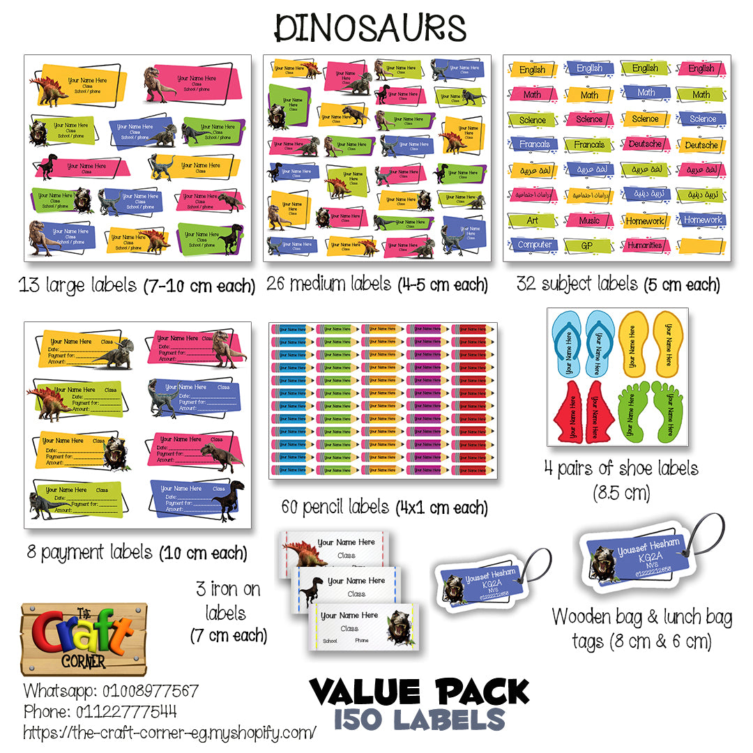 ""Dinosaurs" School labels packs