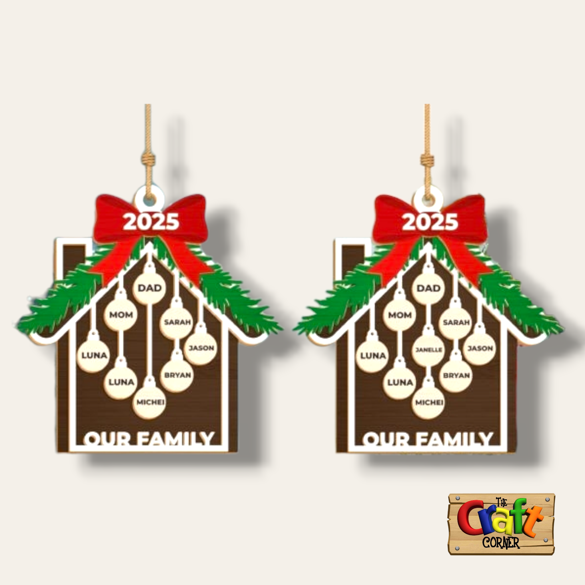 Ornament/Wall decor: Family personalized christmas house