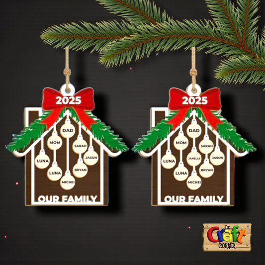 Ornament/Wall decor: Family personalized christmas house