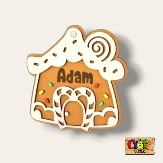 Ornament: Personalized layered gingerbread house ornament