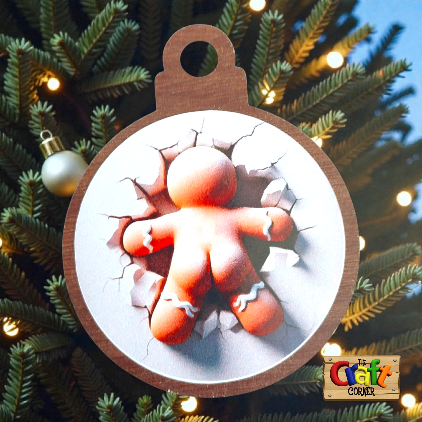 Ornament: Peek-a-boo double sided (Gingerbread cookie man)