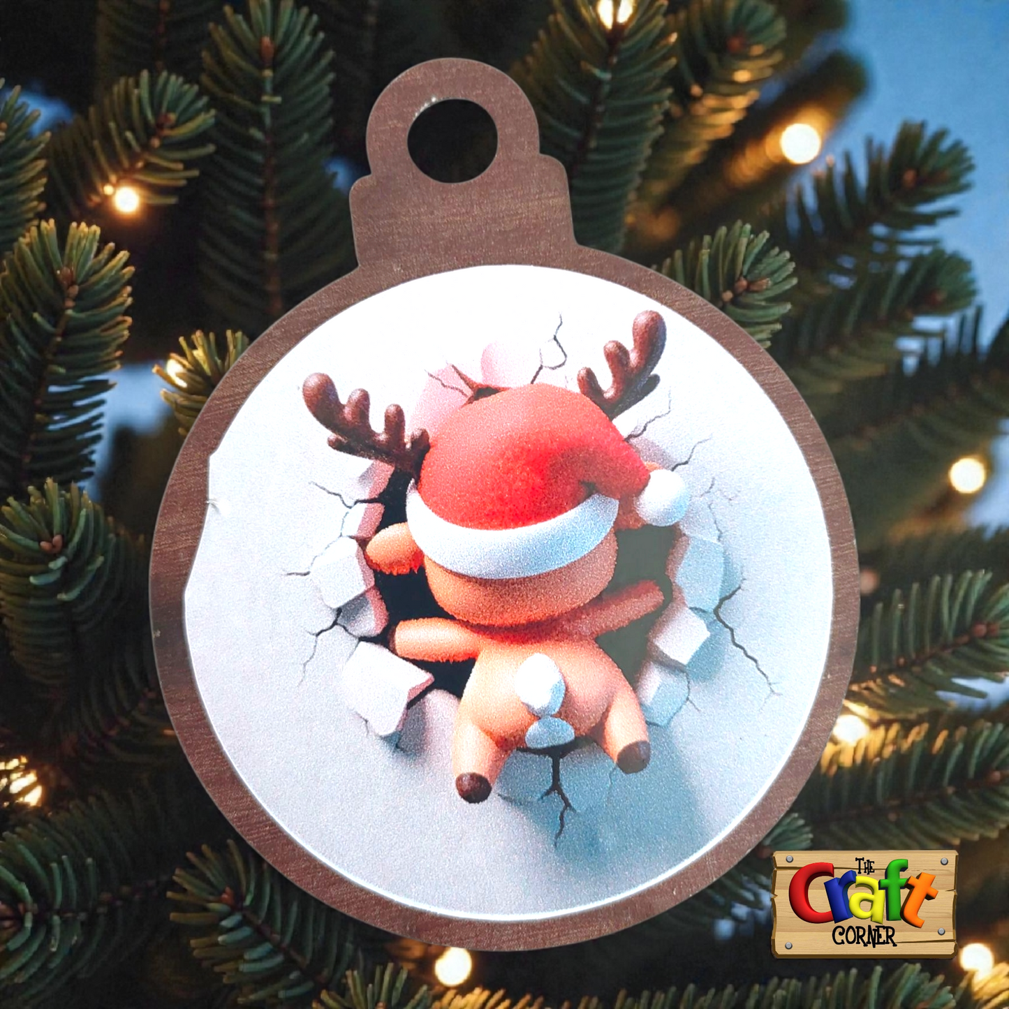 Ornament: Peek-a-boo double sided (Reindeer)