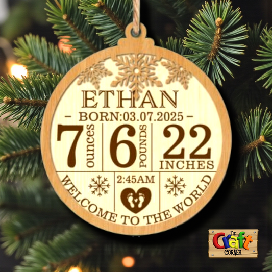 Ornament: Personalized wooden baby keepsake ornament 2