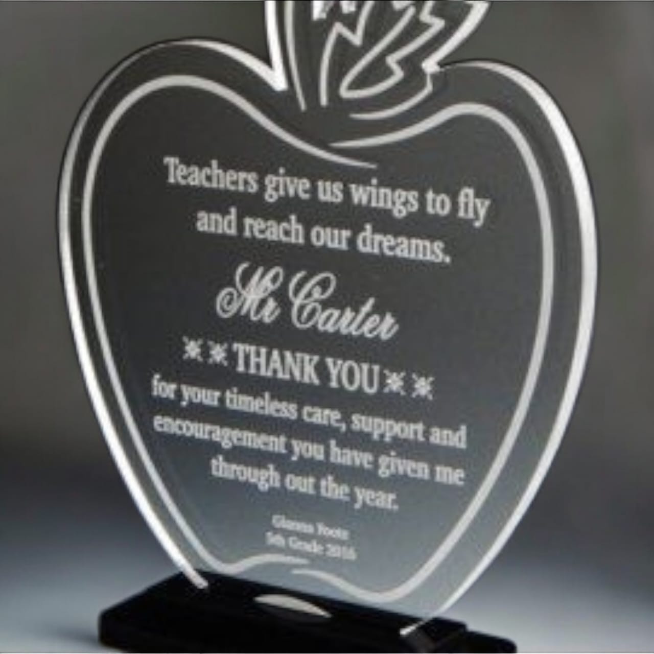 Acrylic teacher engraved apple stand