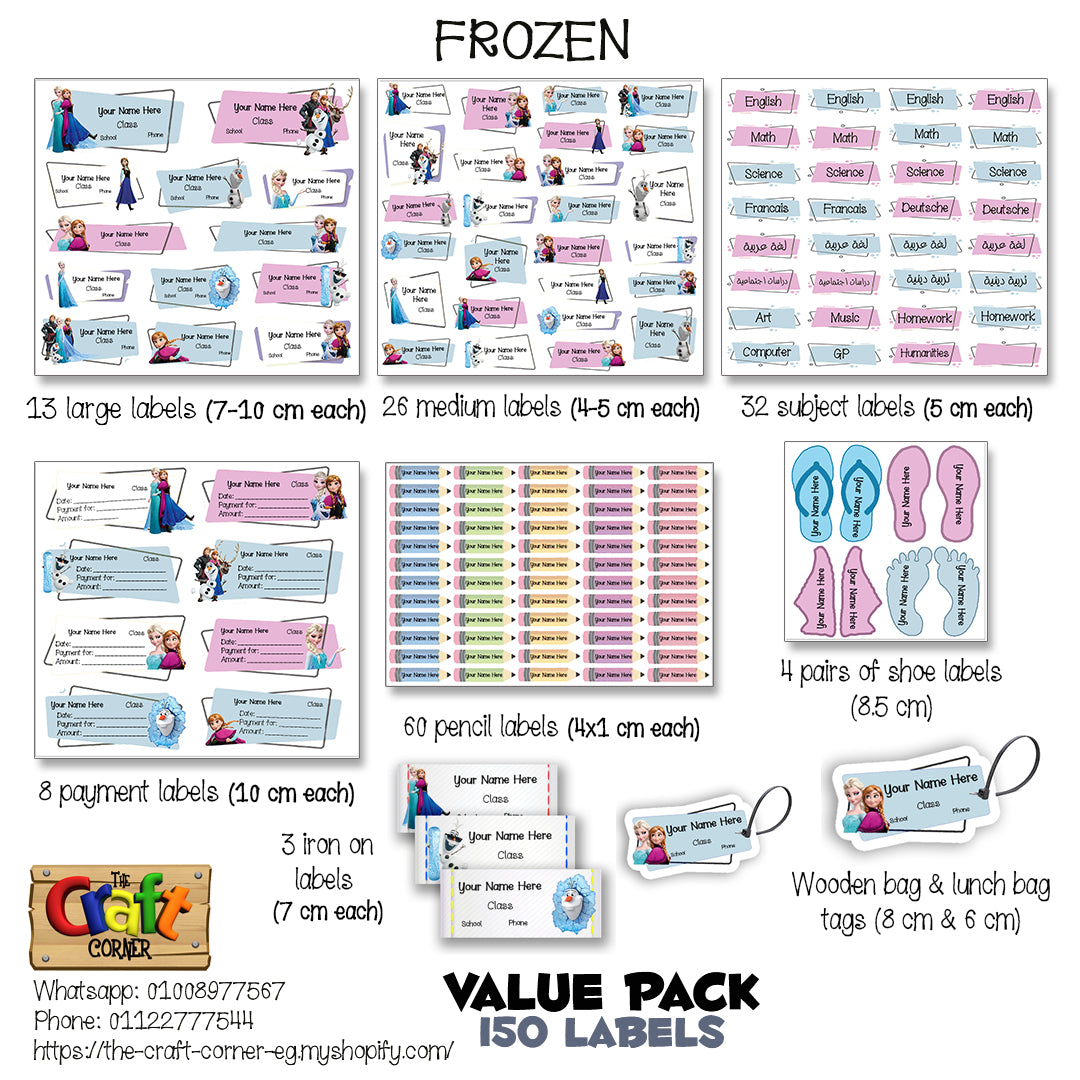 ""Frozen" school labels packs