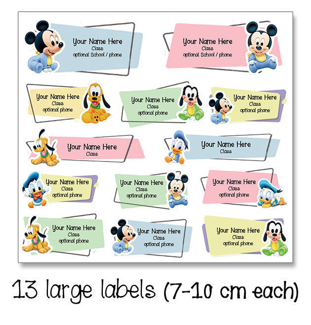 ""Baby Mickey" School labels packs