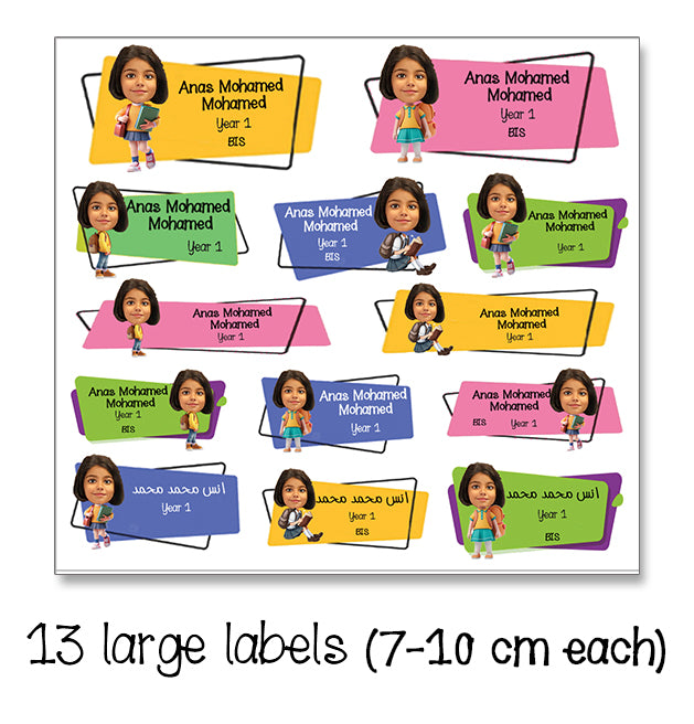 ""Caricature personalized (Girls) labels packs