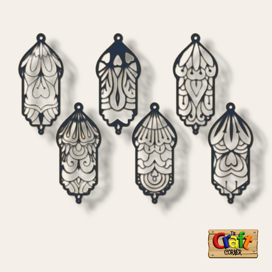 Wall art: Set of 6 wooden lanterns