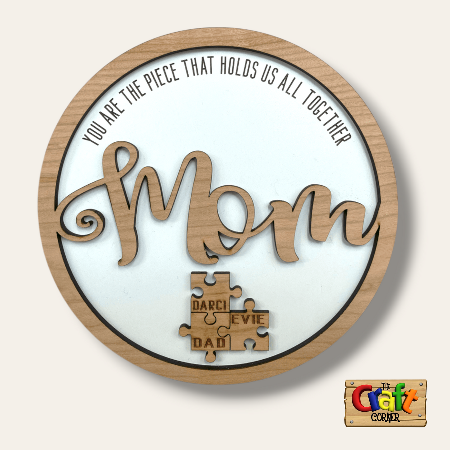 Board: Mum, piece that holds us together plaque