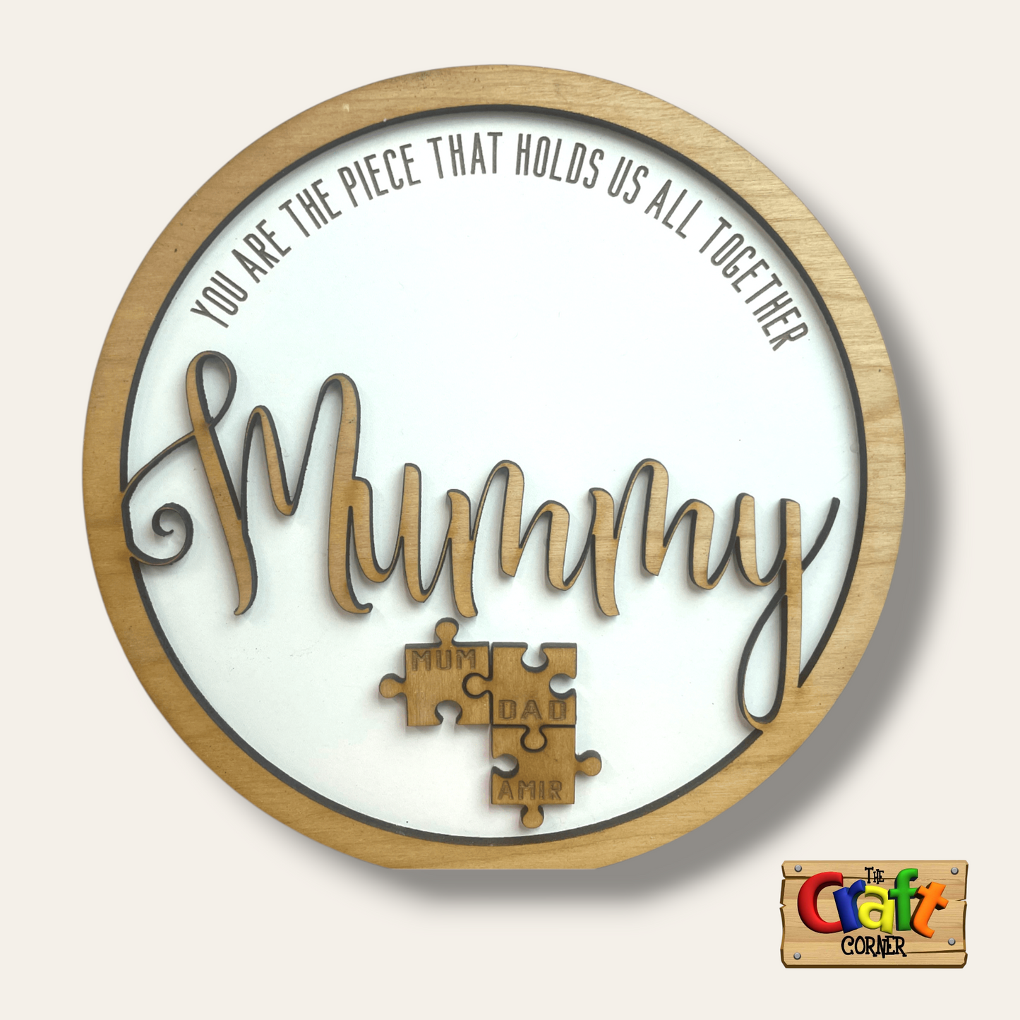 Board: Mum, piece that holds us together plaque