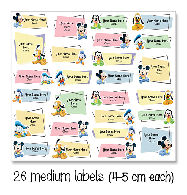 ""Baby Mickey" School labels packs