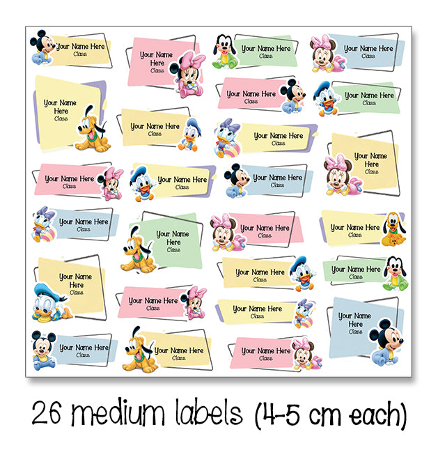 ""Baby Minnie" School labels packs