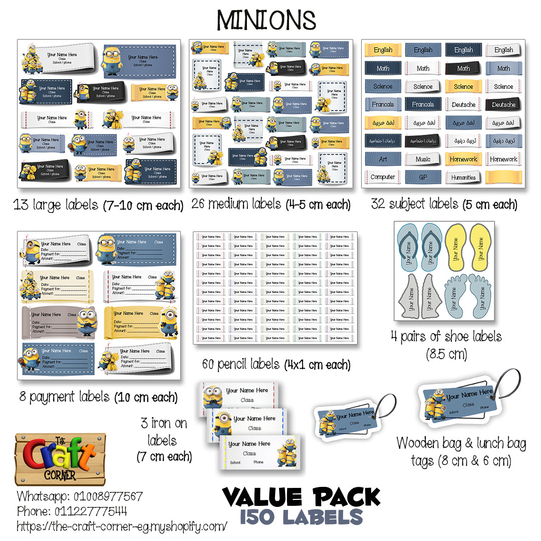 ""Minions" School labels packs