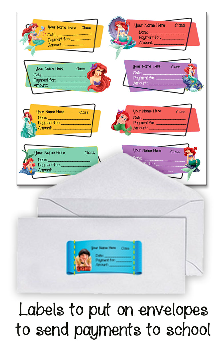 ""Ariel (little mermaid)" School labels packs