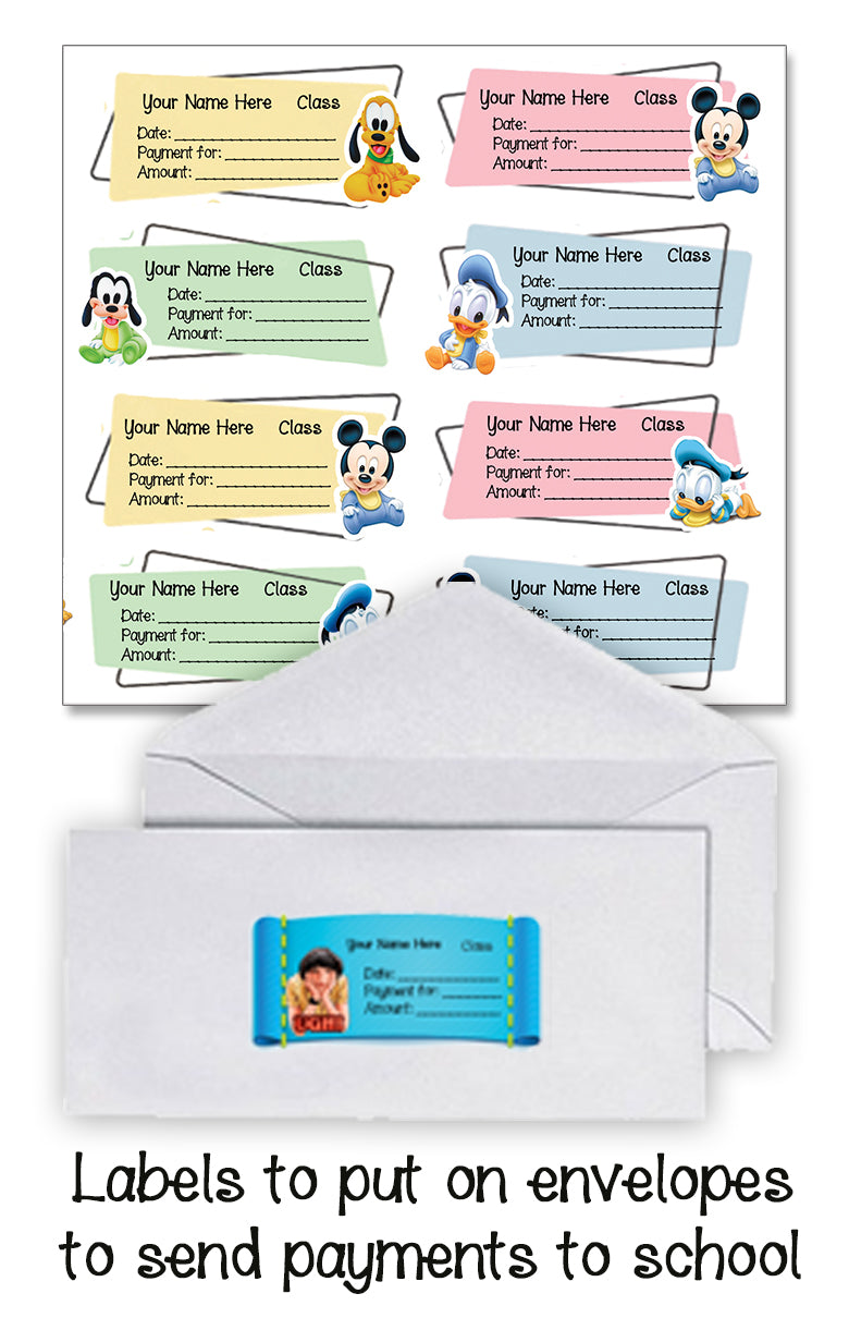 ""Baby Mickey" School labels packs