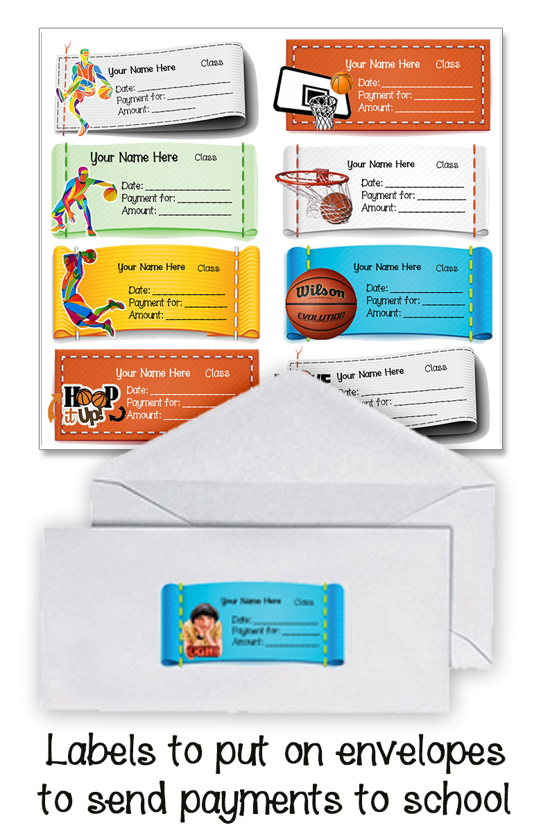 ""Basketball" School labels packs