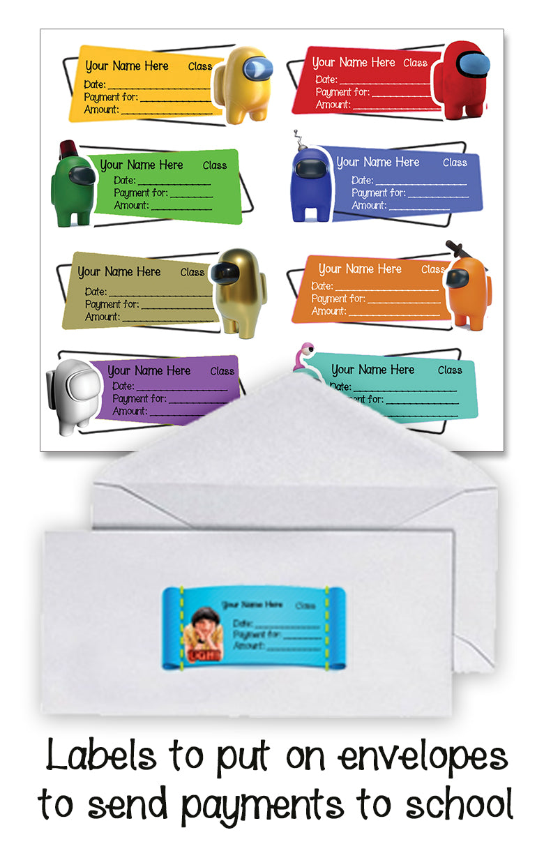 ""Among us" School labels packs